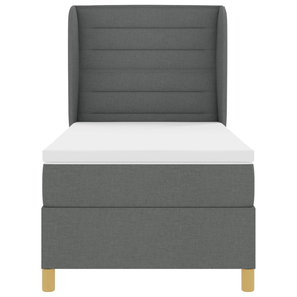 Letto a molle con materasso  Grigio scuro 90x200 cm Tessuto