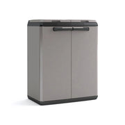 Armadio da esterno Rimouski, Mobile outdoor, Mobiletto giardino multiuso, Contenitore per balcone o garage, Made in Italy, 68x39 h85 cm, Grigio