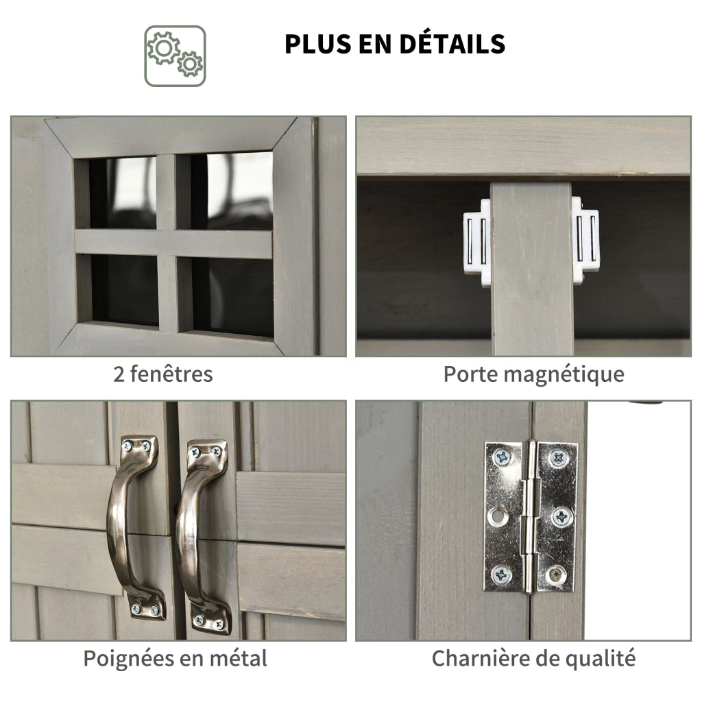 Armadio da Giardino in Legno Massello ¨C zephmum ¨C Grigio 127.5x50x164 cm