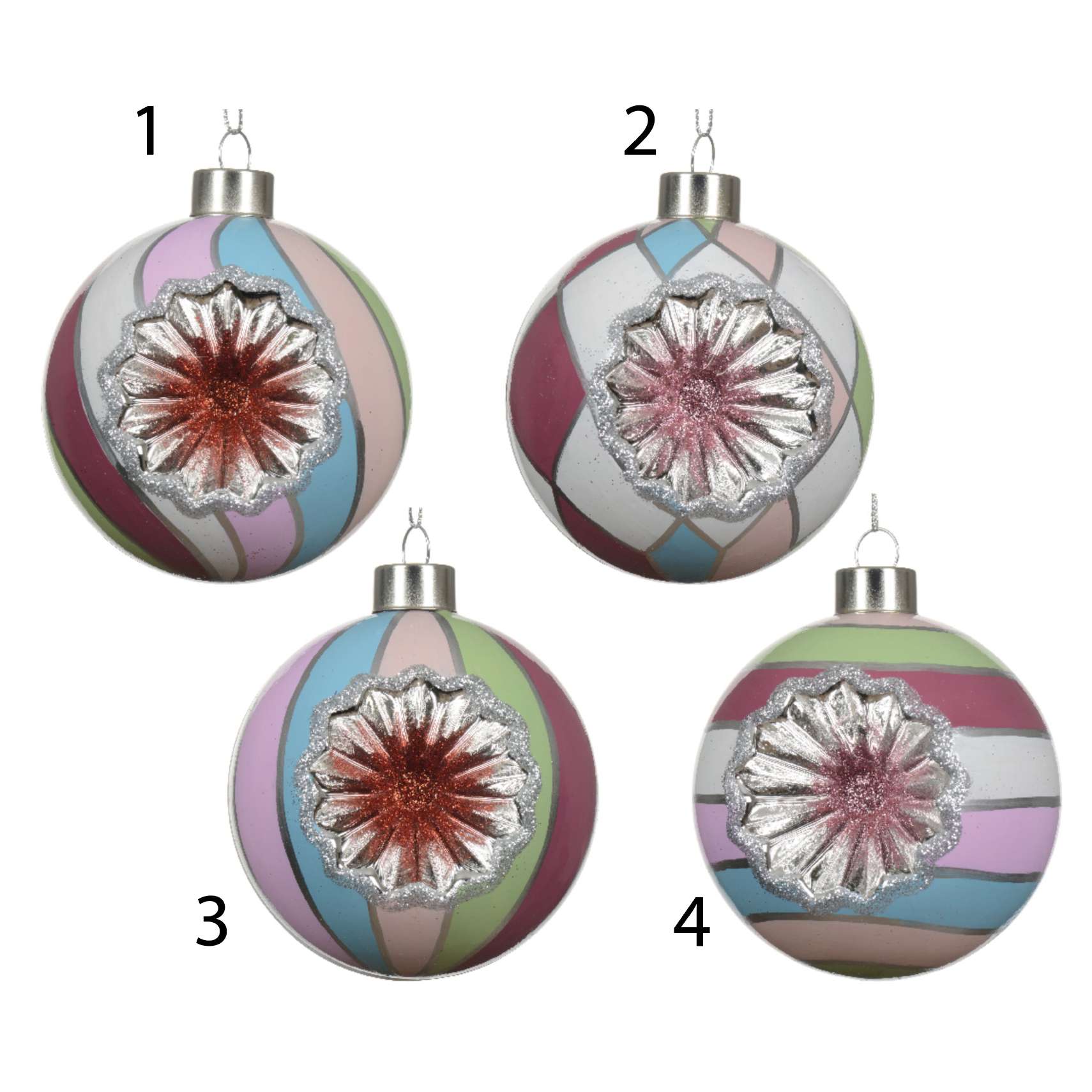 PALLE IN VETRO ROSA-ROSSO-AZZ