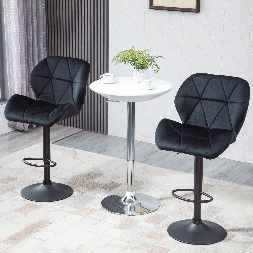 Set di 2 sgabelli da bar girevoli con schienale regolabili in altezza ¨C ZephMum ¨C Schiuma, Velluto, Nero 51.5x57.5x93-114.5 cm