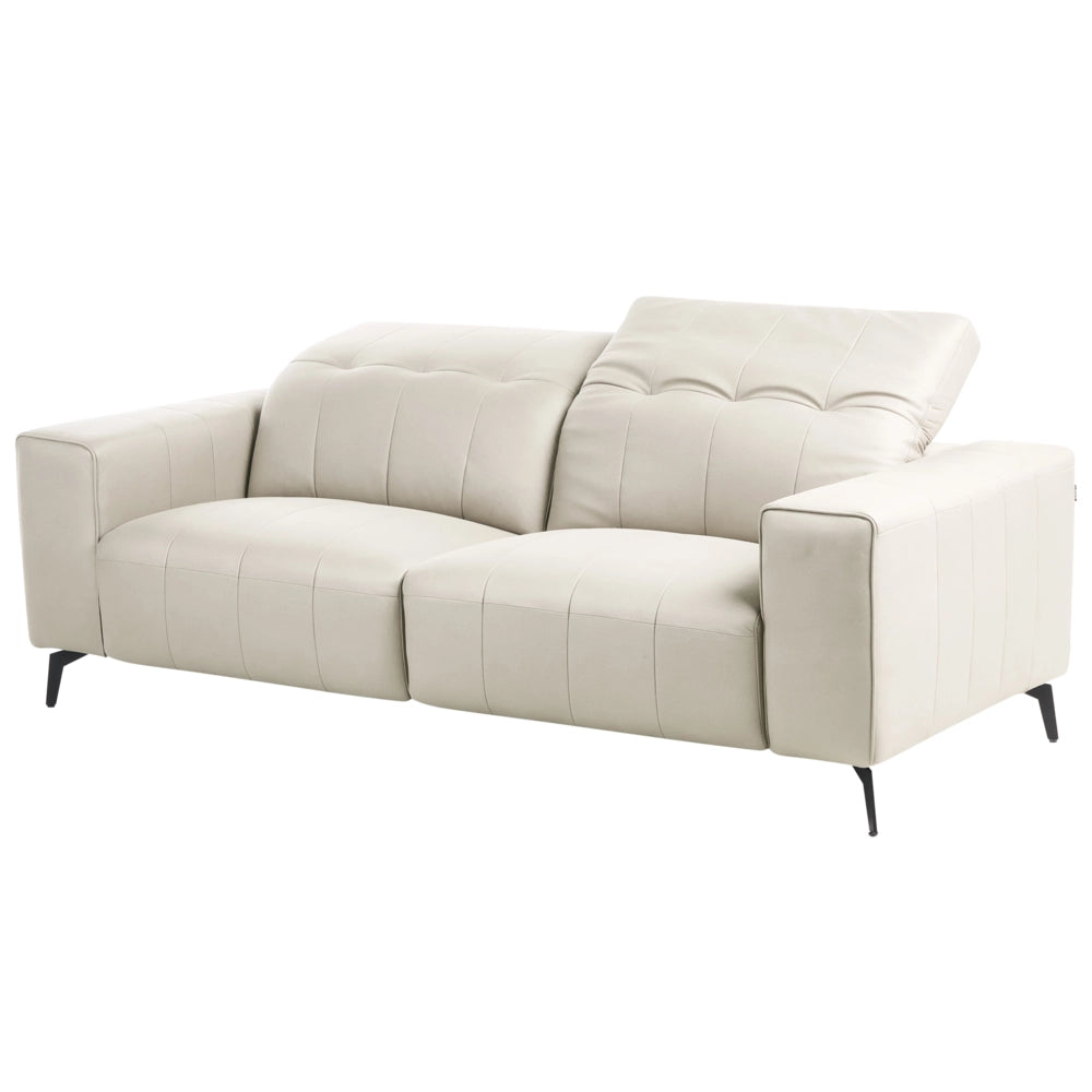 Divano in ecopelle con poggiatesta regolabile e gambe in metallo Beige stile moderno