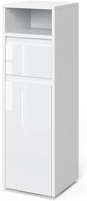 Mobiletto bagno Majest, Bianco lucido, 30.2 x 96.3 cm, per la conservazione di accessori da bagno e combinabile