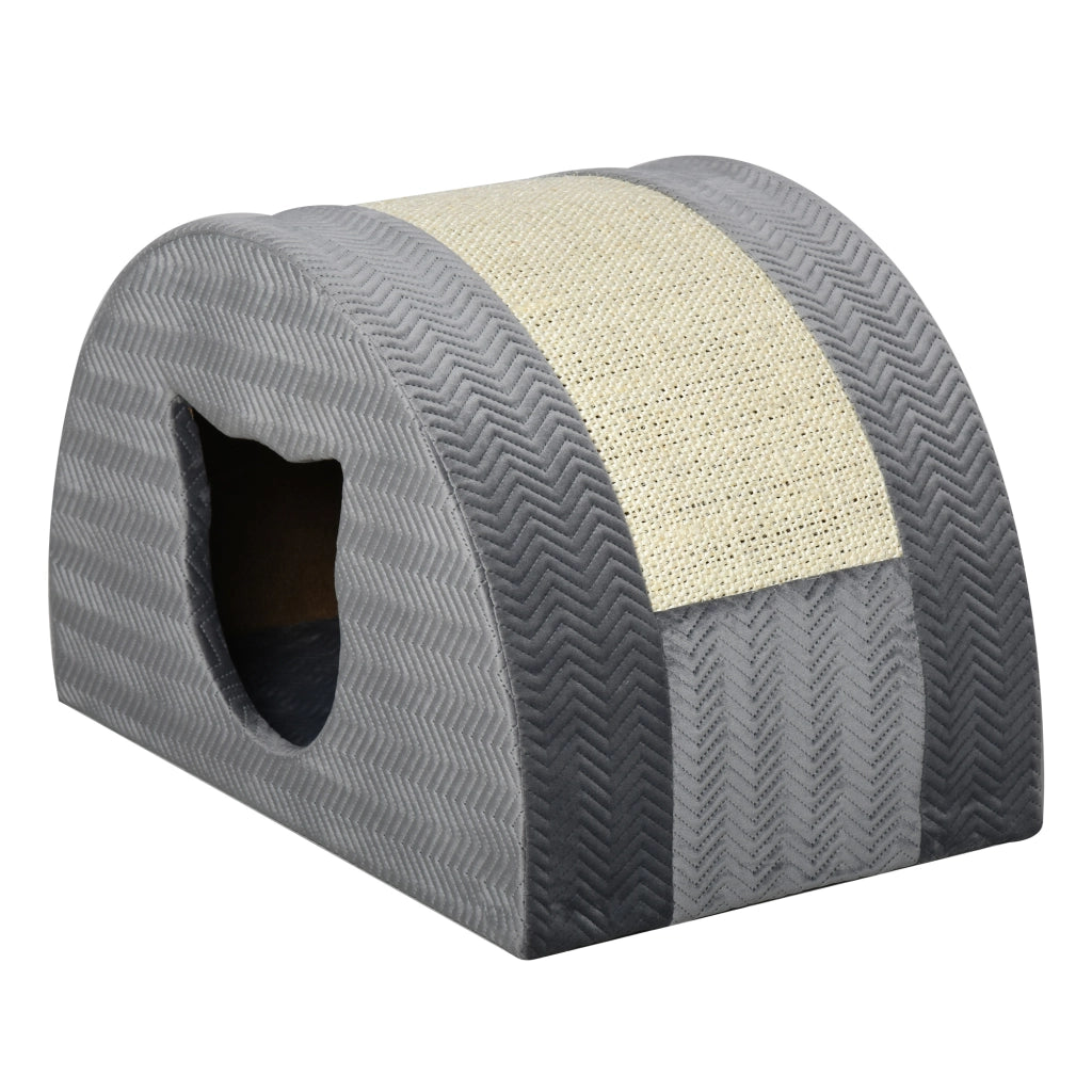 Cuccia per Gatti con Tiragraffi in Sisal ¨C Zephmum ¨C Grigio 48.5x30x30 cm