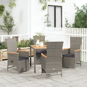 Set da Pranzo da Giardino 5 pz con Cuscini in Polyrattan Grigio 3157556