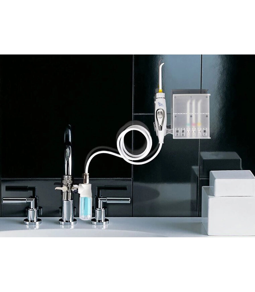 Irrigatore Dentale Standard con Serbatoio Collutorio | Senza Batterie né Elettricità | Pressione Rubinetto | Getto Illimitato