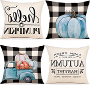 Decorazione autunnale per cuscini lino foglie di acero zucche - divano giardino camera da letto - coperture per cuscini 45 x 45 cm - set da 4