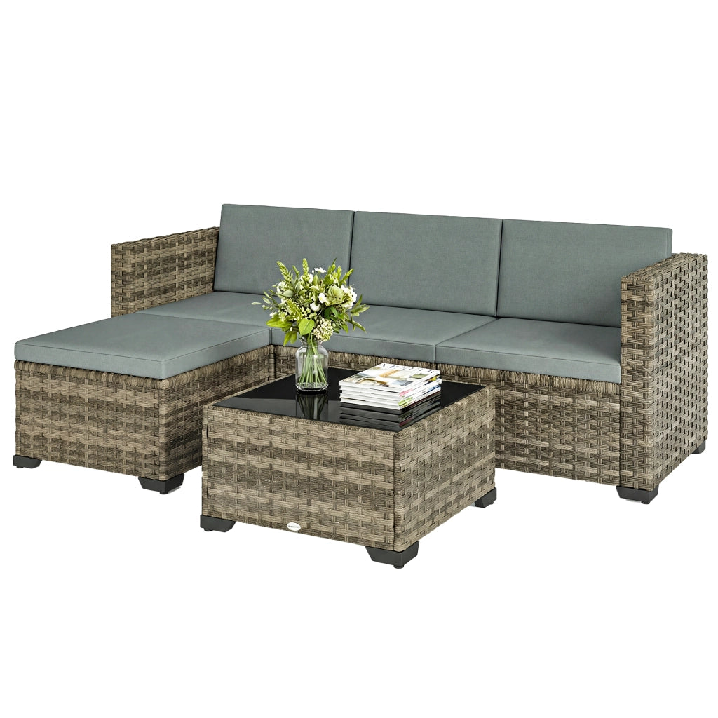 Set Giardino Rattan 5 Pezzi con Cuscini ¨C Zephmum ¨C Grigio