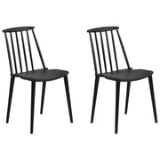 Set di 2 sedie da pranzo in materiale sintetico Nero con schienale a doghe senza braccioli dal design tradizionale