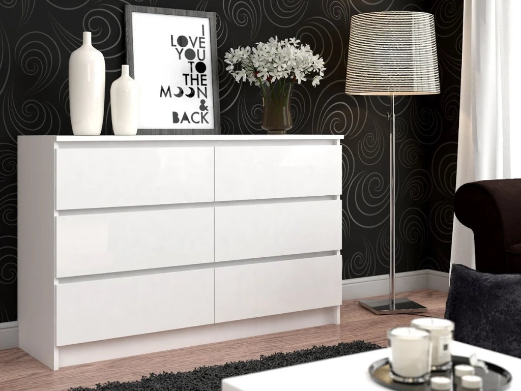 Cassettiera AKORD K120 Bianca 120 cm 6 cassetti 120x40x77 cm
