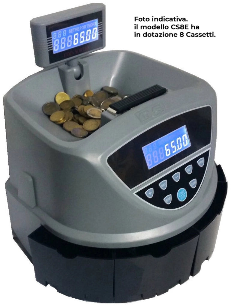Macchina Conta Monete 8 Cassetti 2 Display MBS Coin Sorter Evolution CS8E Nero