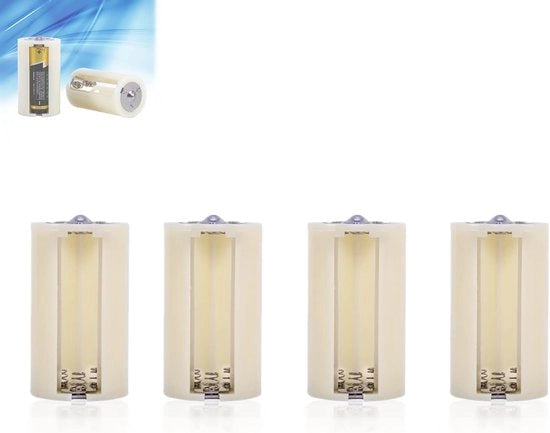 Adattatore Batteria Box 4 pezzi - Adattatore universale per 3 AA a batterie D - Bianco - Materiale ABS ecosostenibile