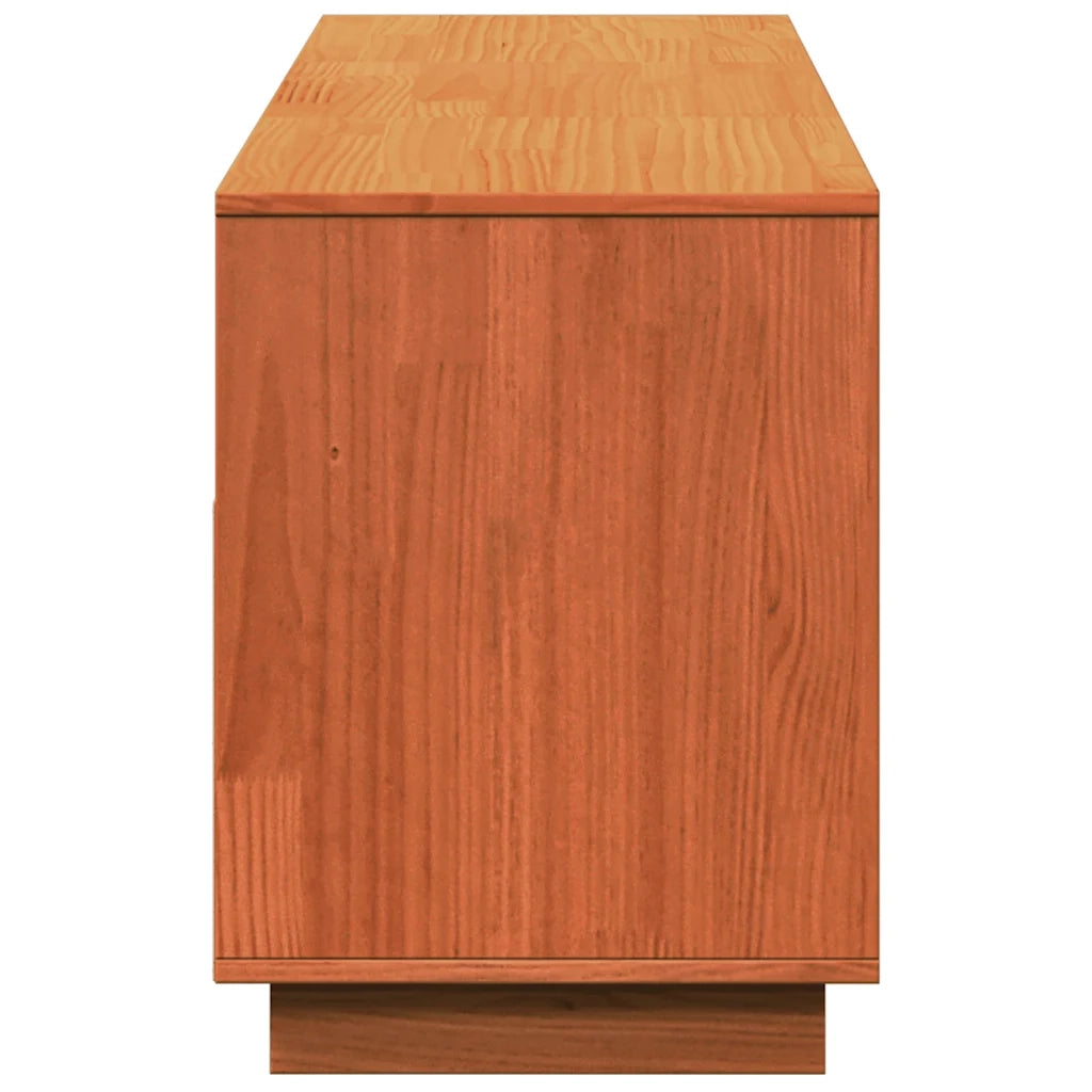 Mobile TV Marrone Cera 140x37x50 cm Legno Massello di Pino 847122