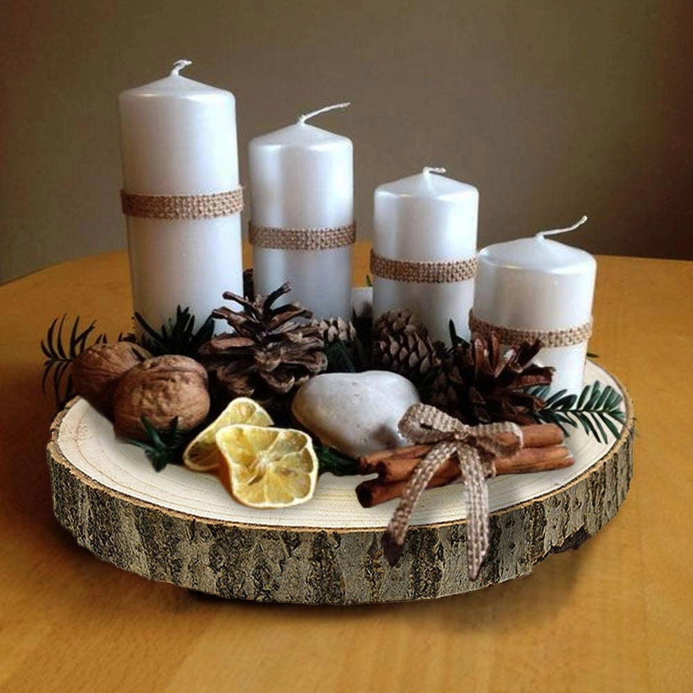 Centrotavola di Legno Base Dischi Tronco Decorazione Natalizia Diametro 20CM