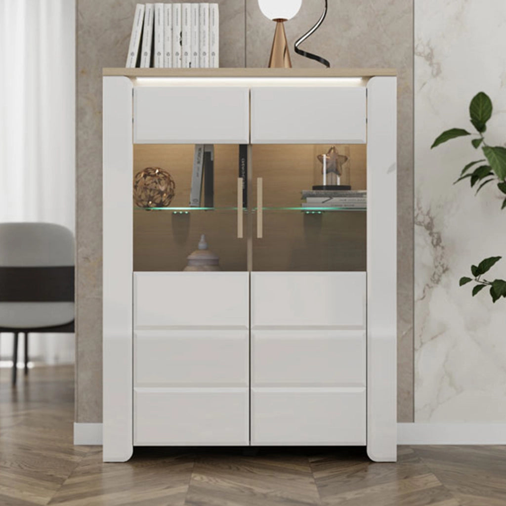 Mobile Espositore Erto, Vetrina 2 Ripiani, 96x35x130h cm Bianco Opaco