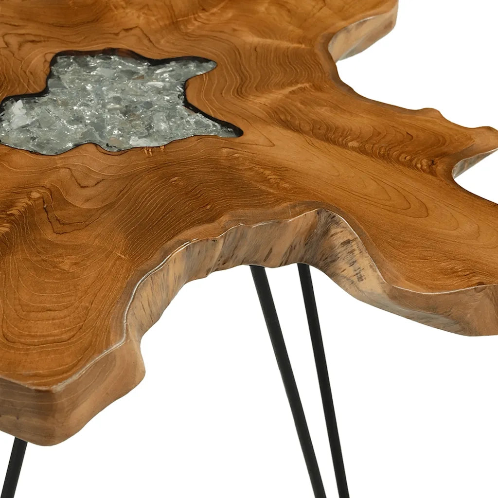 Tavolino da salotto | Tavolino da caff¨¨ | Tavolino da Soggiorno 70x45 cm Legno Massello Teak e Poliresina