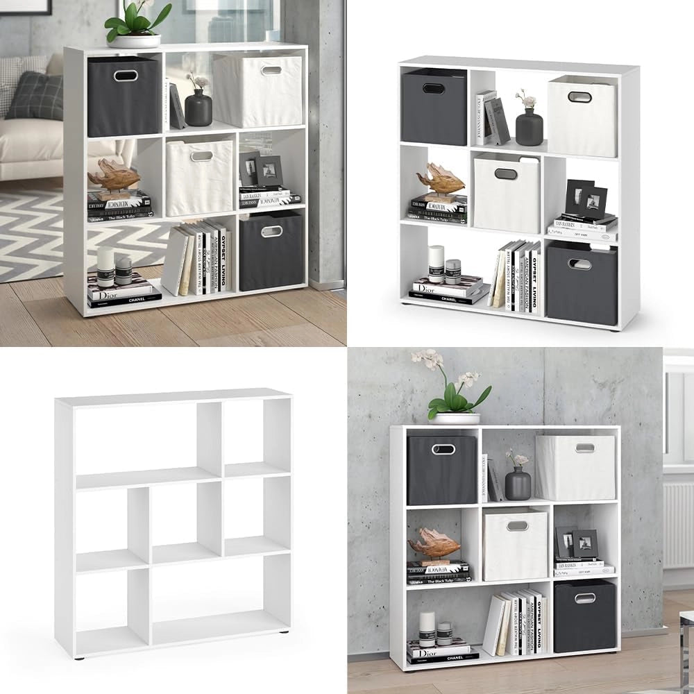 Scaffale Nove, Bianco, 107.2 x 107.8 cm 7 scomparti, per conservazione e come divisorio ambiente