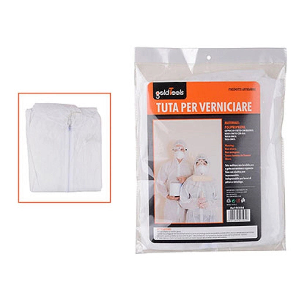 Trade Shop - Tuta Monouso Protettiva Con Cerniera Cappuccio Lavori Verniciare Pitturare 90594 -