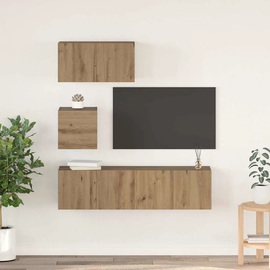 Set mobile TV 4 pcs Rovere artigianale Legno multistrato 3393149