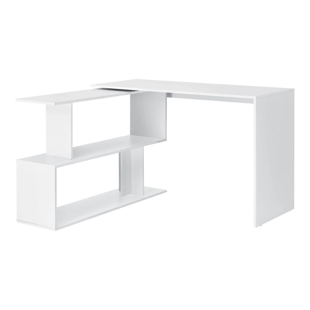 Scrivania estraibile di design con ripiano prolunga angolare pannello di particelle rivestito in melaminico 77 x 120 x 50 cm bianco 03_0004707