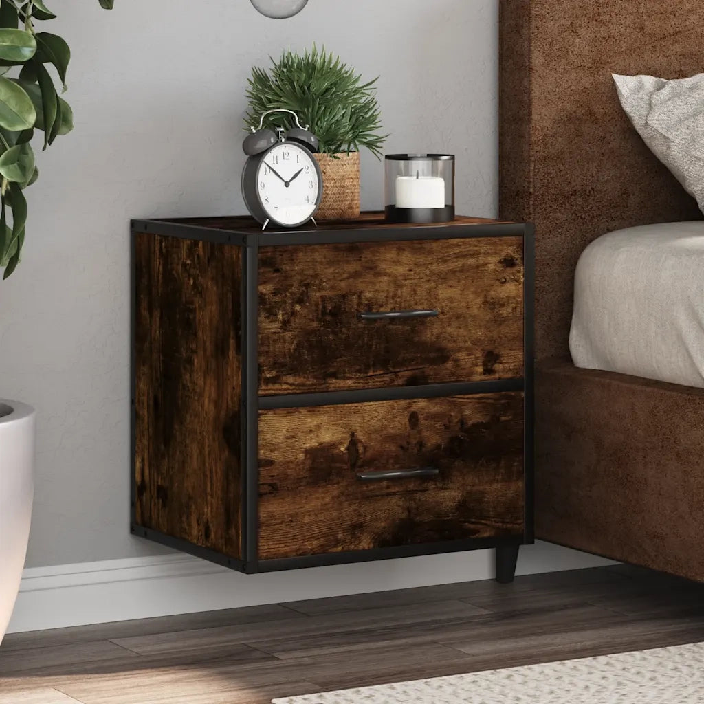 vidaXL Comodini a Muro 2 pz Rovere Fumo 40x31x39,5 cm