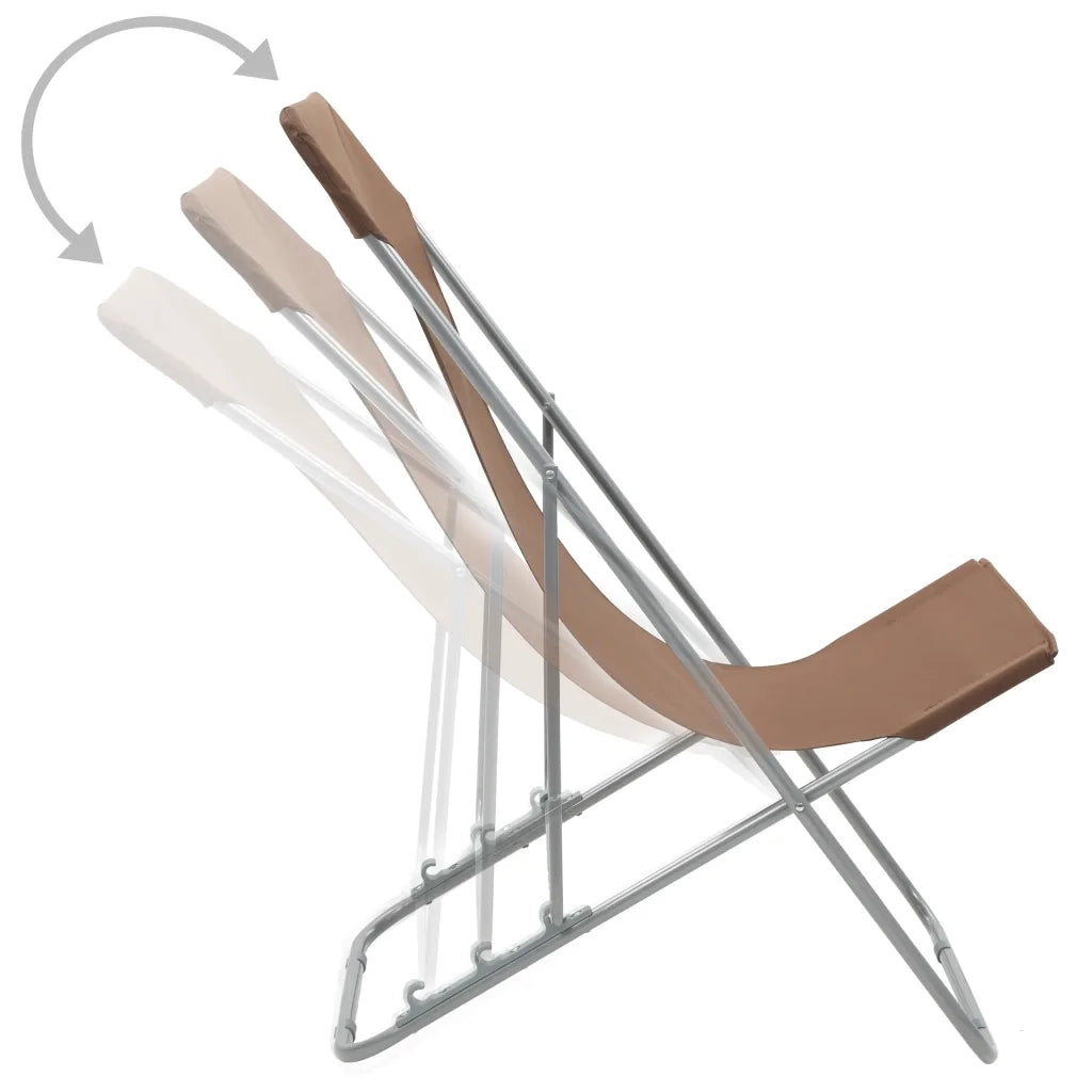 Sedie da Spiaggia Pieghevoli 2pz Acciaio Tessuto Oxford Marrone 44362