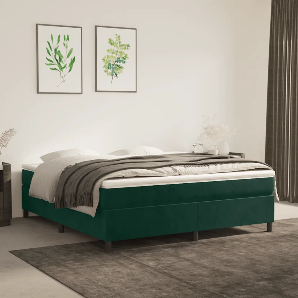 Struttura Letto a Rete a Molle Verde Scuro 160x200 cm in Velluto 3121129