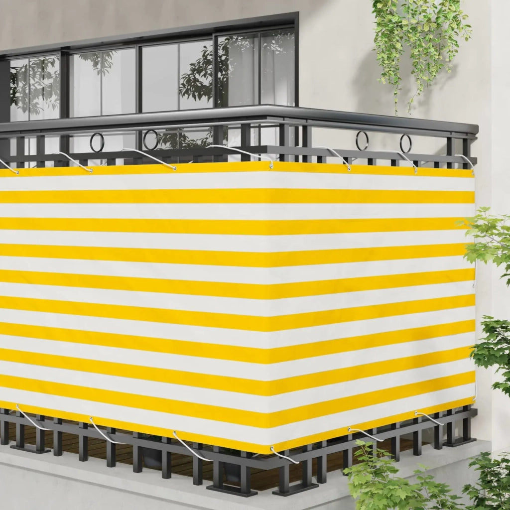 Schermo da balcone Giallo e Bianco 110 x 800 cm Tessuto Oxford 42030634