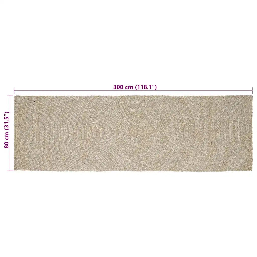 Tappeti per area Naturale e Bianco 80 x 300 cm Juta