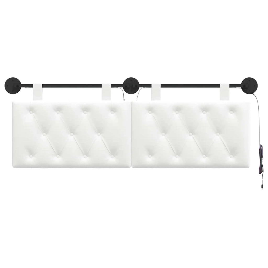 Testiera sospesa Con luce LED Bianco Tessuto