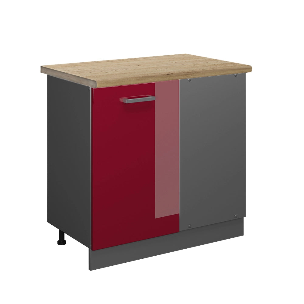 Vicco Mobile ad angolo cucina Rosso lucido 86 cm , PL Rovere