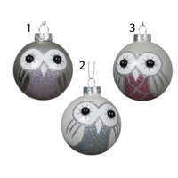 PALLINA DI VETRO CON GUFO 3COL
