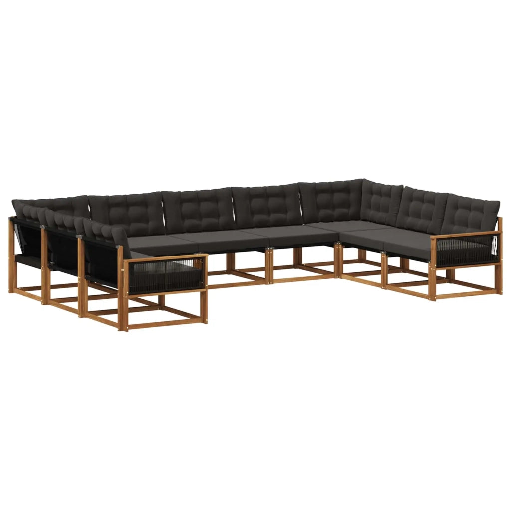 Set di divani da esterno con cuscino 9 pcs Naturale e Nero 3381680