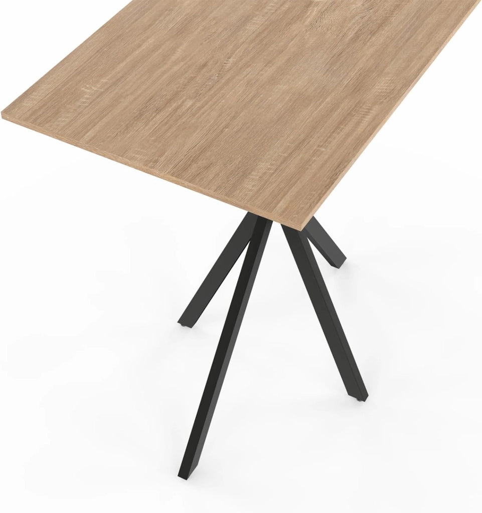 Tavolo bar rettangolare ALIX con gamba in legno e ragno nero 100 cm