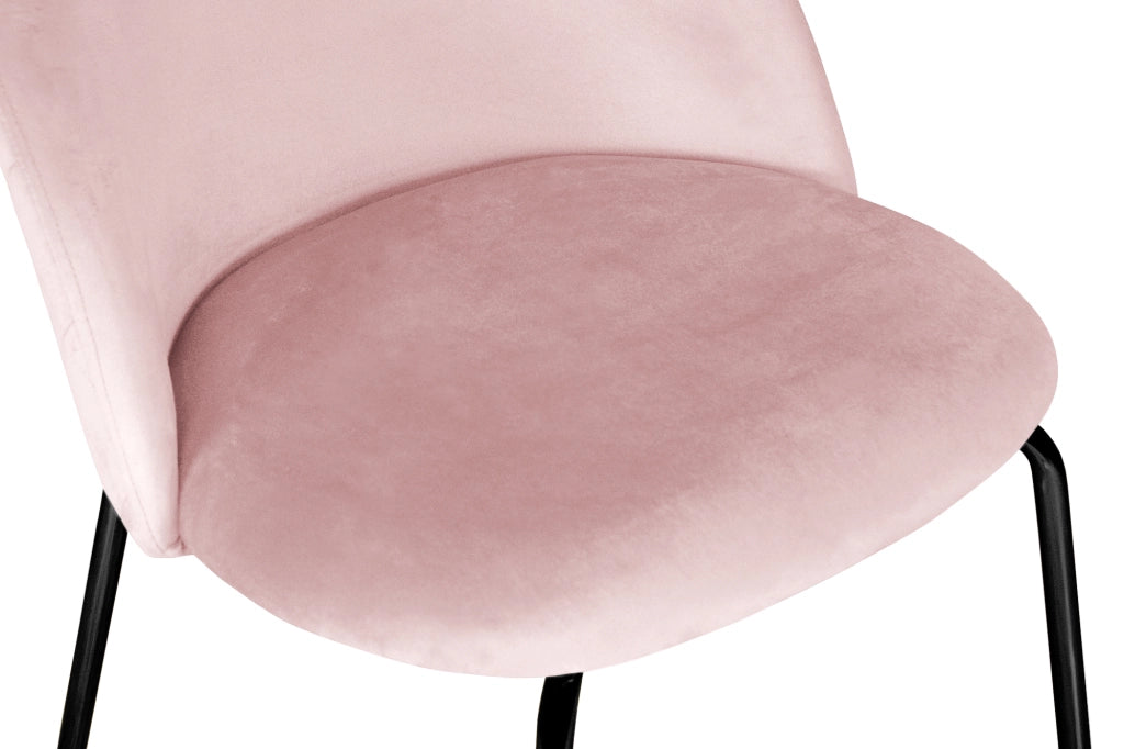 Sgabello cucina imbottito, sgabello alto in velluto rosa piede nero – Nicole - SG19NIPN
