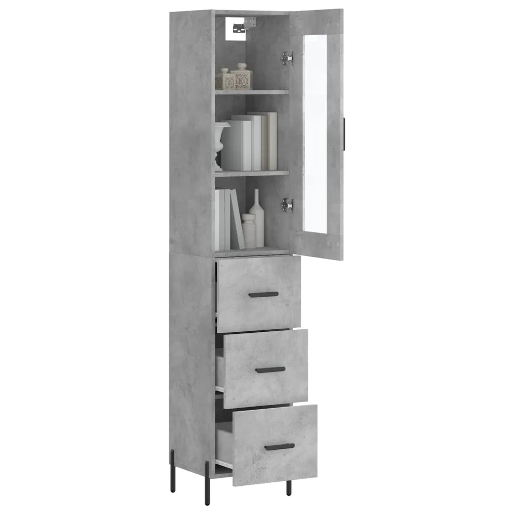Credenza-Buffet-Armadio da cucina Grigio Cemento 34,5x34x180 cm in Legno Multistrato 775215