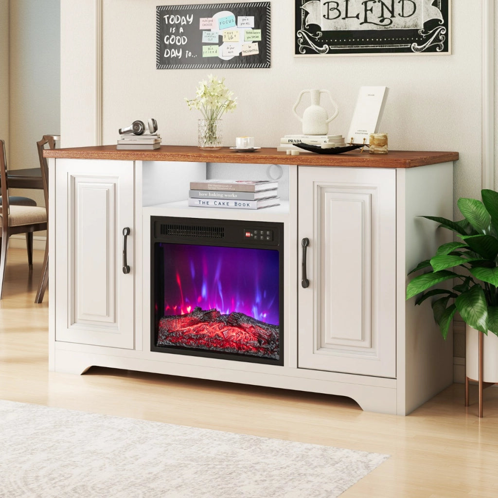 Riscaldatore camino con telecomando e 5 livelli di luminosit¨¤ regolabili-Camino elettrico a incasso 18" con 7 colori di fiamma realistici
