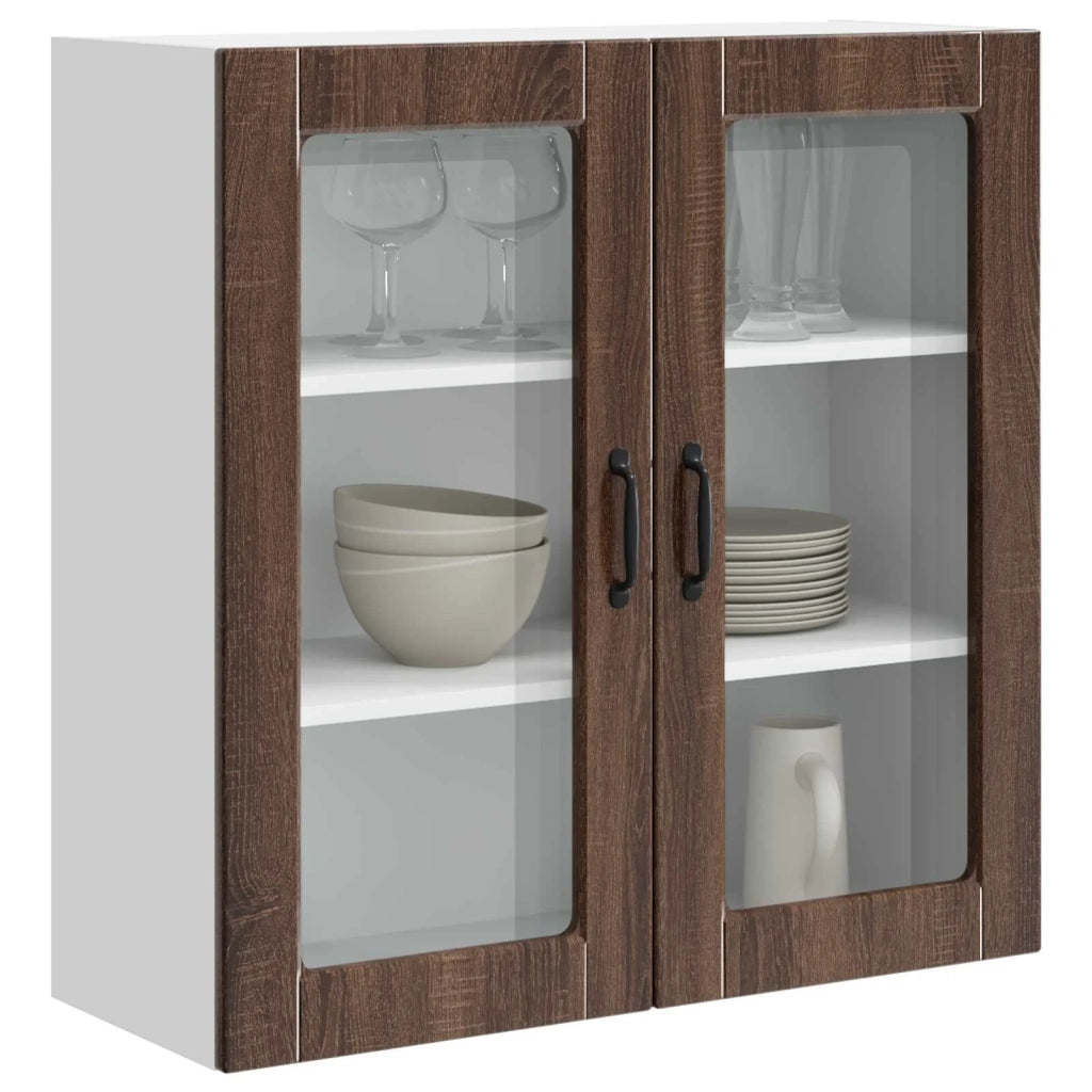 Pensile da cucina | Mobile in vetro da parete PORTO Rovere Marrone 80 x 31 x 80 cm