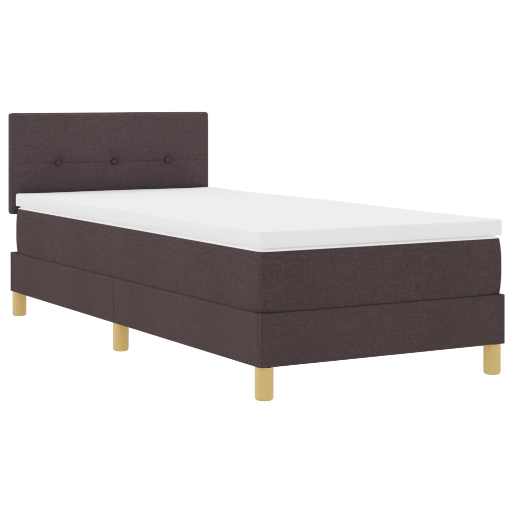 Letto con Box Spring e Materasso Marrone Scuro 90x200 cm Tessuto