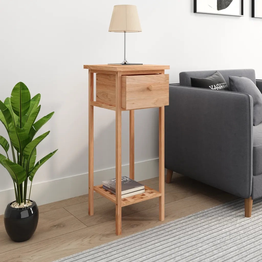 Tavolino con Cassetto 25x25x60 cm Legno Massello di Noce 350343