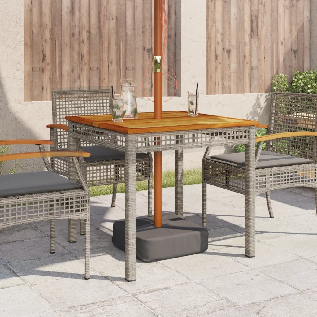 Tavolo da Giardino Grigio 80x80x75 cm Polyrattan e Legno Acacia 366274