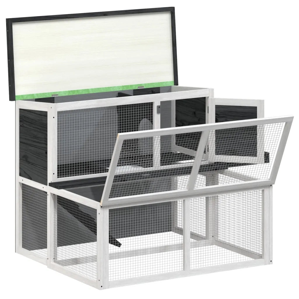vidaXL Conigliera Grigia 102x90x84,5 cm in Legno Massello di Pino