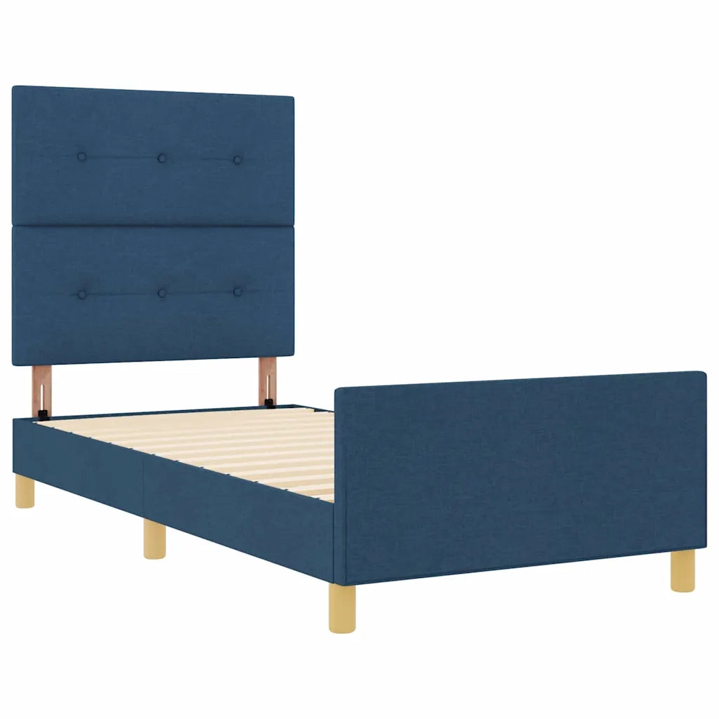 Struttura del letto con testiera Blu 90 x 190 cm Tessuto 3344696