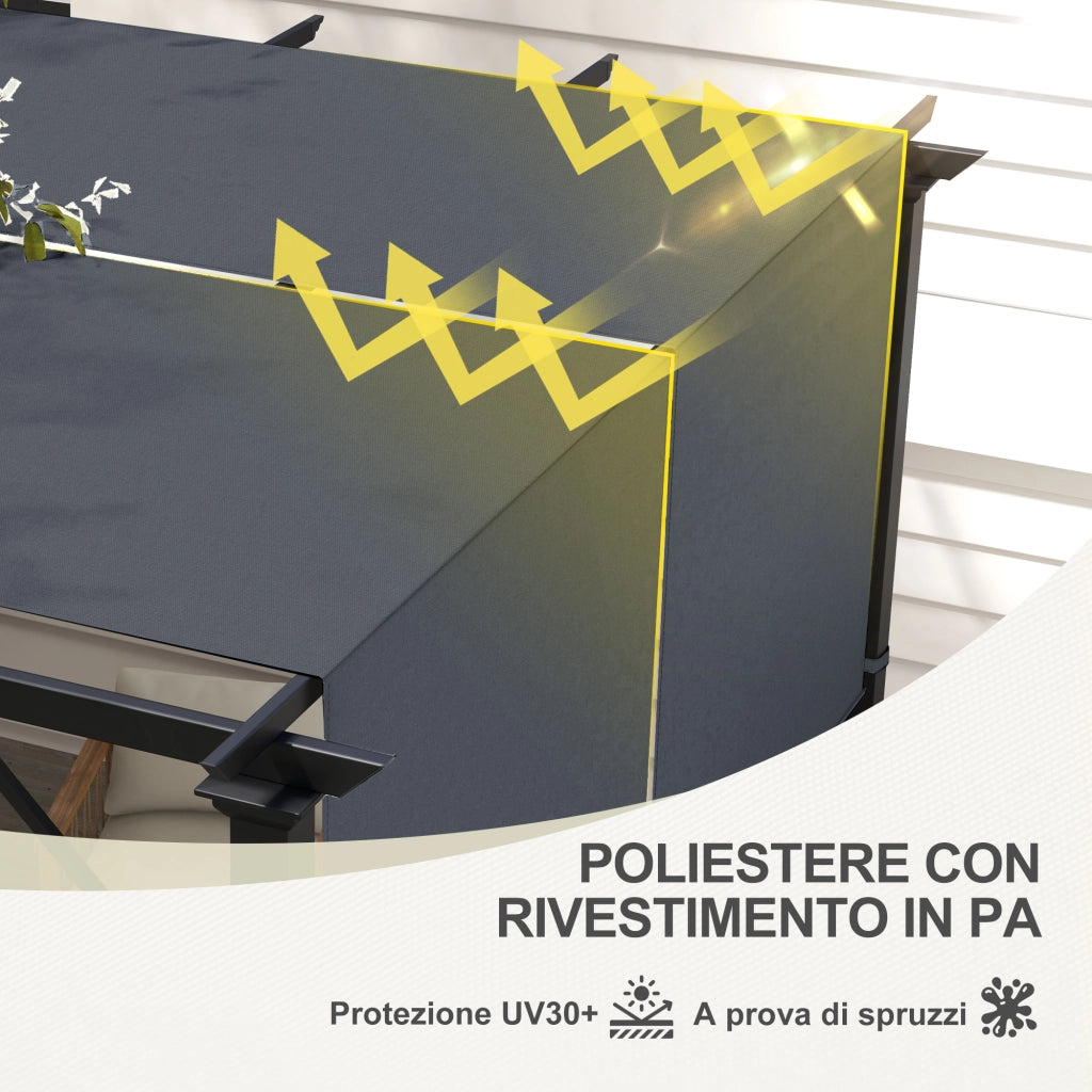 Copertura per Gazebo Pergola 488x122 cm con Tasche e Cinghie in Poliestere Grigio Carbone
