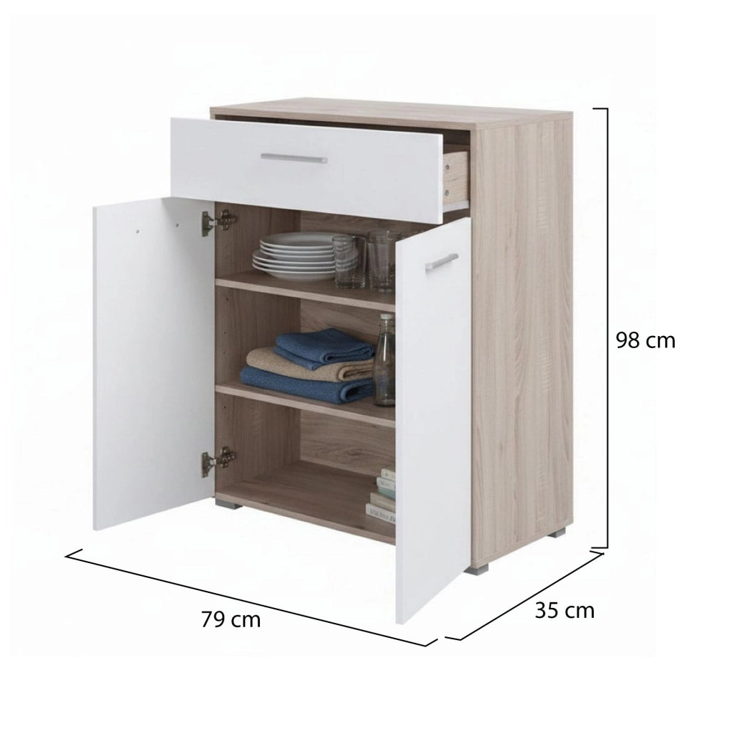 Madia Verduno, Credenza un Cassetto, 79x35x97.5h cm Bianco