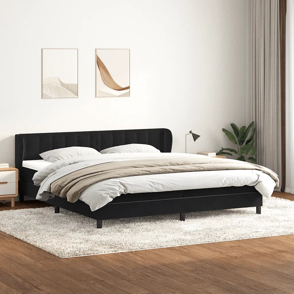 Giroletto a Molle con Materassi Nero 200x220 cm in Velluto 3317921