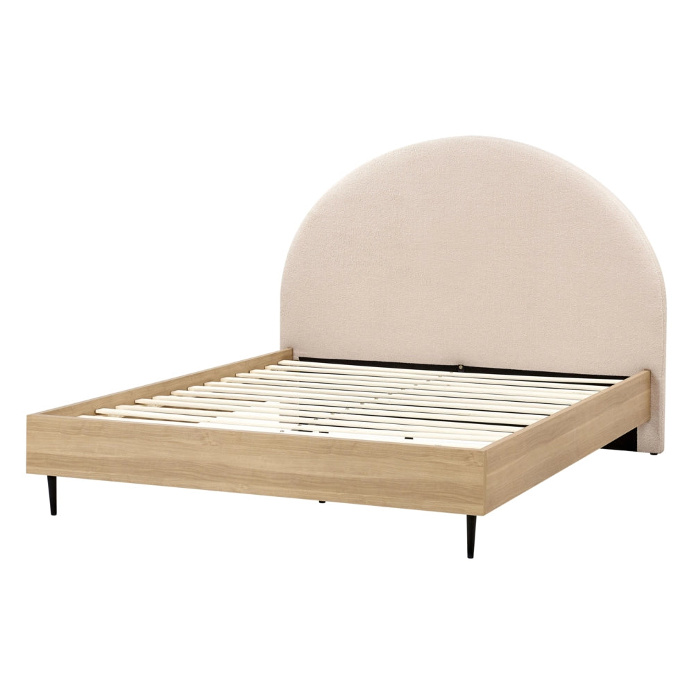 Letto matrimoniale in tessuto bouclè beige con rete 140 x 200 cm  camera da letto in stile moderno
