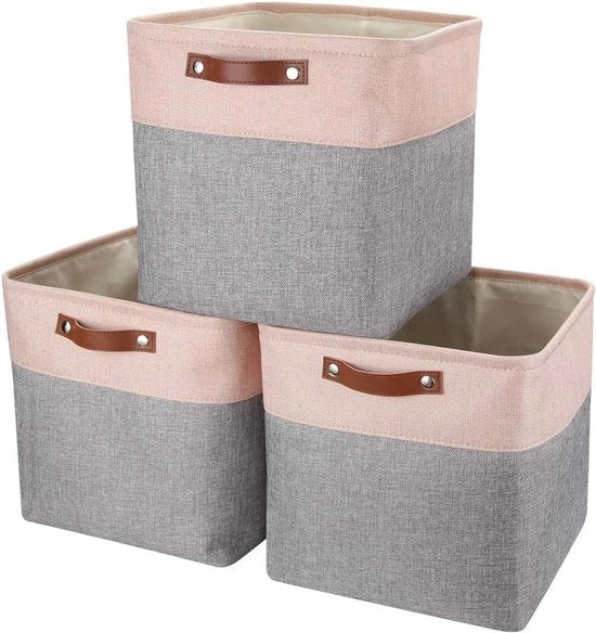 Set di archiviazione per abbigliamento e accessori - 3-pack Scatola pieghevole (33 x 38 x 33 cm) - Grigio/Arancione