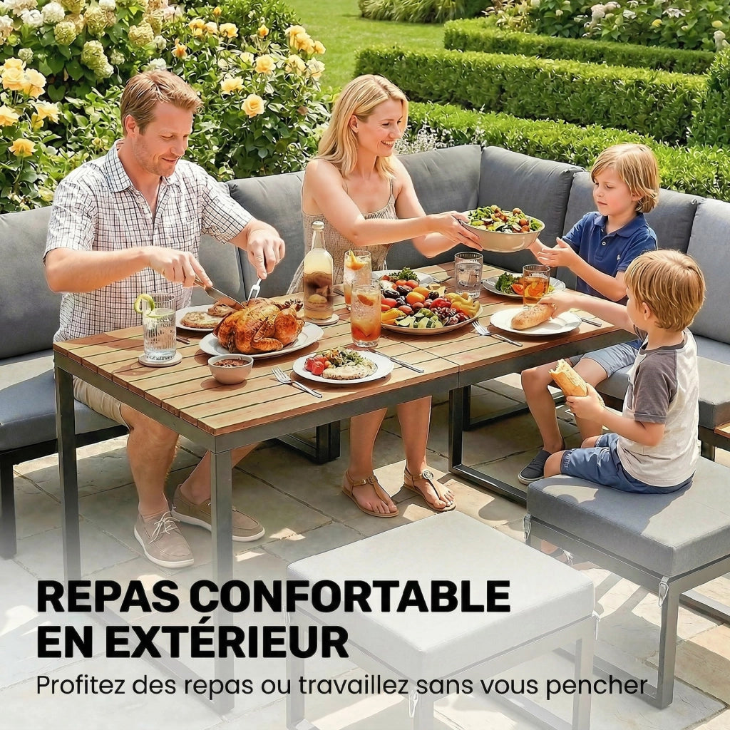 Set Tavolo e Sedie da Giardino ¨C zephmum ¨C Grigio, Alluminio, 256x198x70cm