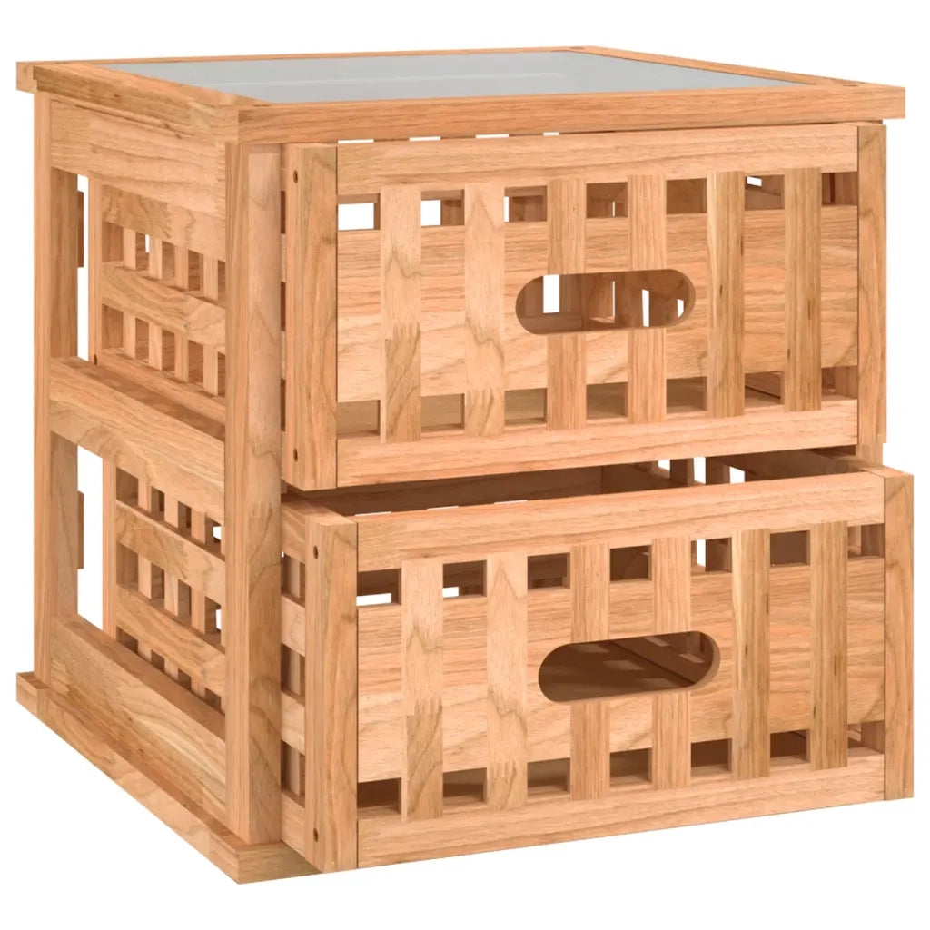 Comodino 34x34x34 cm in Legno Massello di Noce 350345